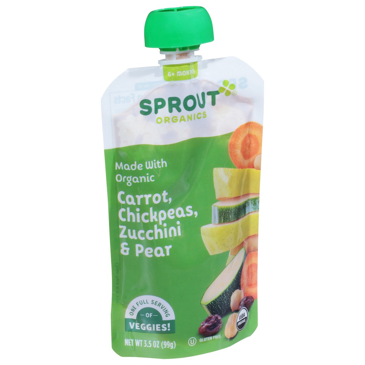 slide 9 of 9, Sprout Organics 6+ Months Carrot, Chickpeas, Zucchini & Pear Baby Food 3.5 oz, 3.5 oz