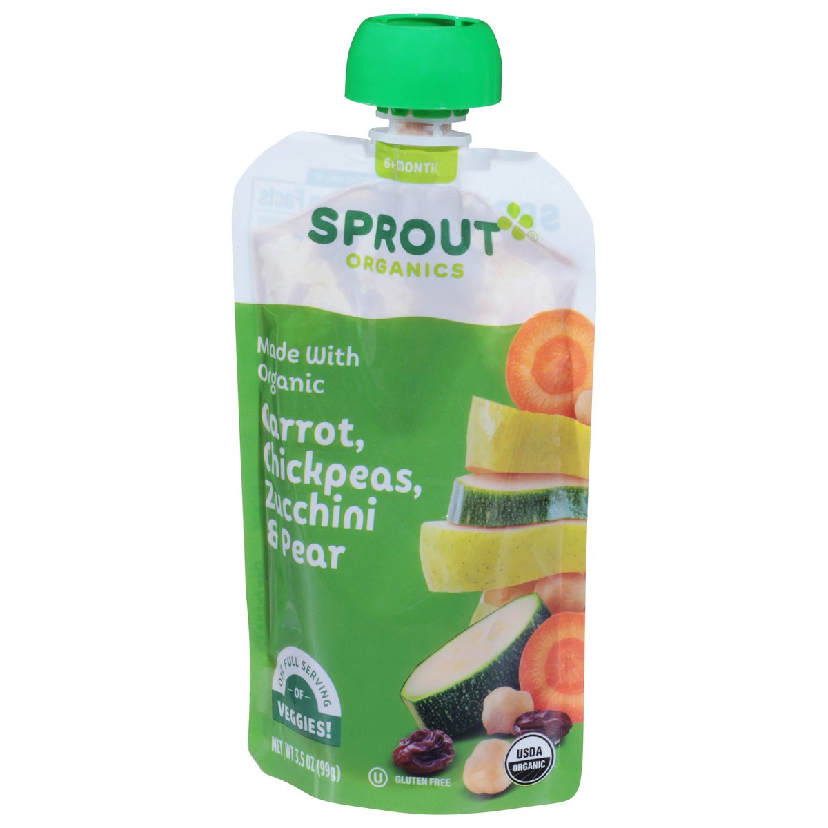 slide 8 of 9, Sprout Organics 6+ Months Carrot, Chickpeas, Zucchini & Pear Baby Food 3.5 oz, 3.5 oz