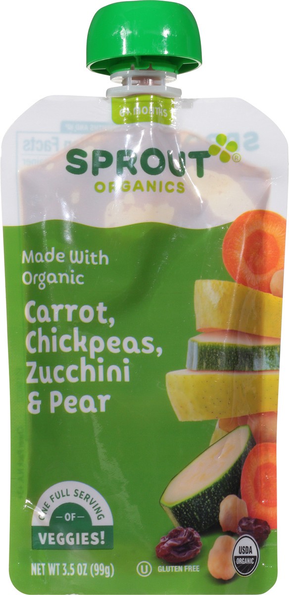 slide 5 of 9, Sprout Organics 6+ Months Carrot, Chickpeas, Zucchini & Pear Baby Food 3.5 oz, 3.5 oz