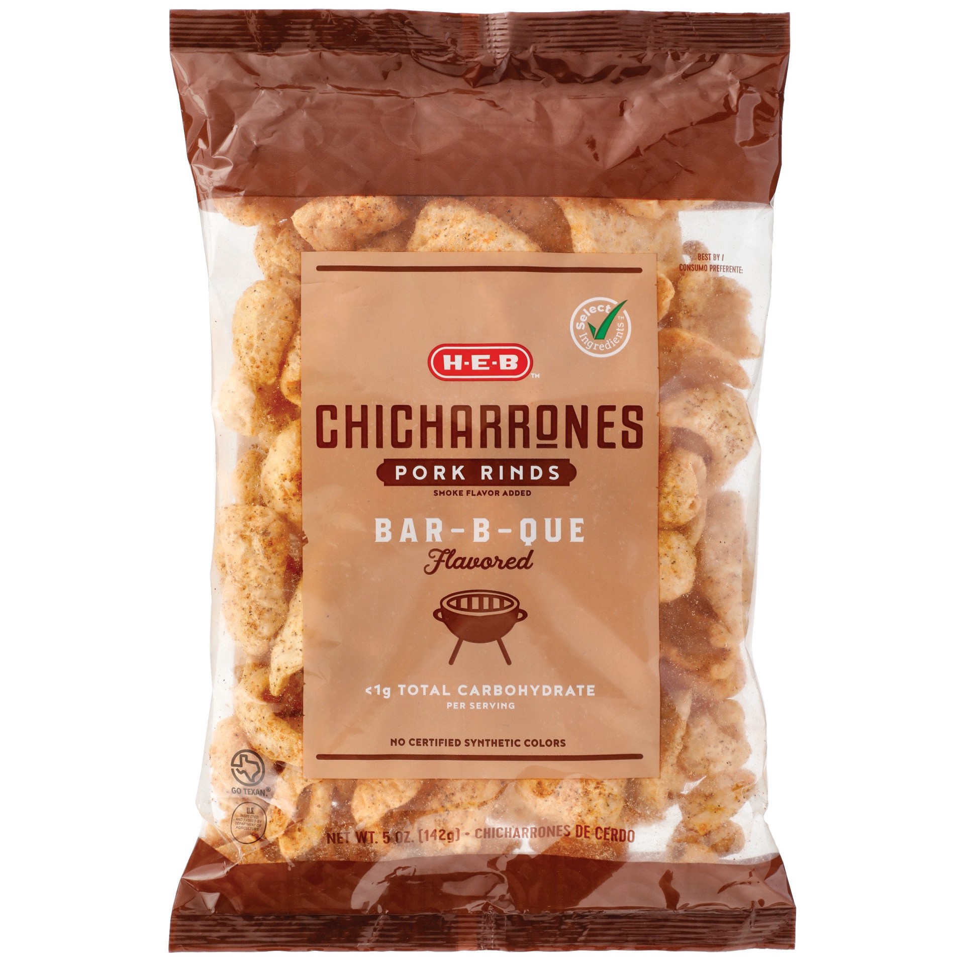 slide 1 of 1, H-E-B Bar-B-Que Flavor Chicharrones Pork Rinds, 5 oz