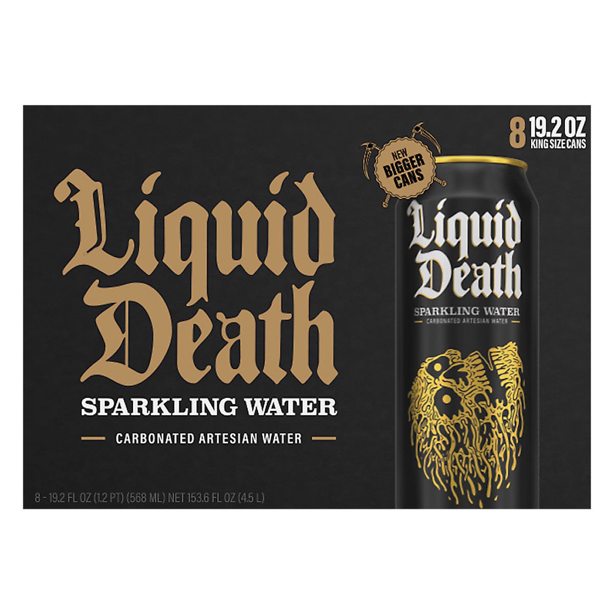 slide 4 of 4, Liquid Death Sparkling Water, 19.2 oz King Size Cans (8-Pack), 8 ct