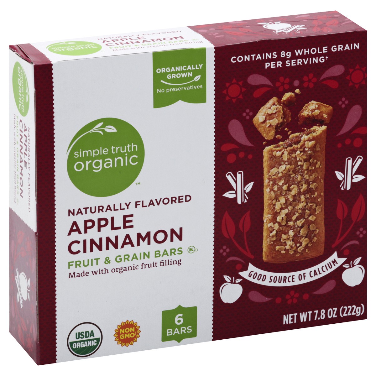 slide 4 of 13, Simple Truth Organic Apple Cinnamon Fruit & Grain Bars 6 ea, 6 ct