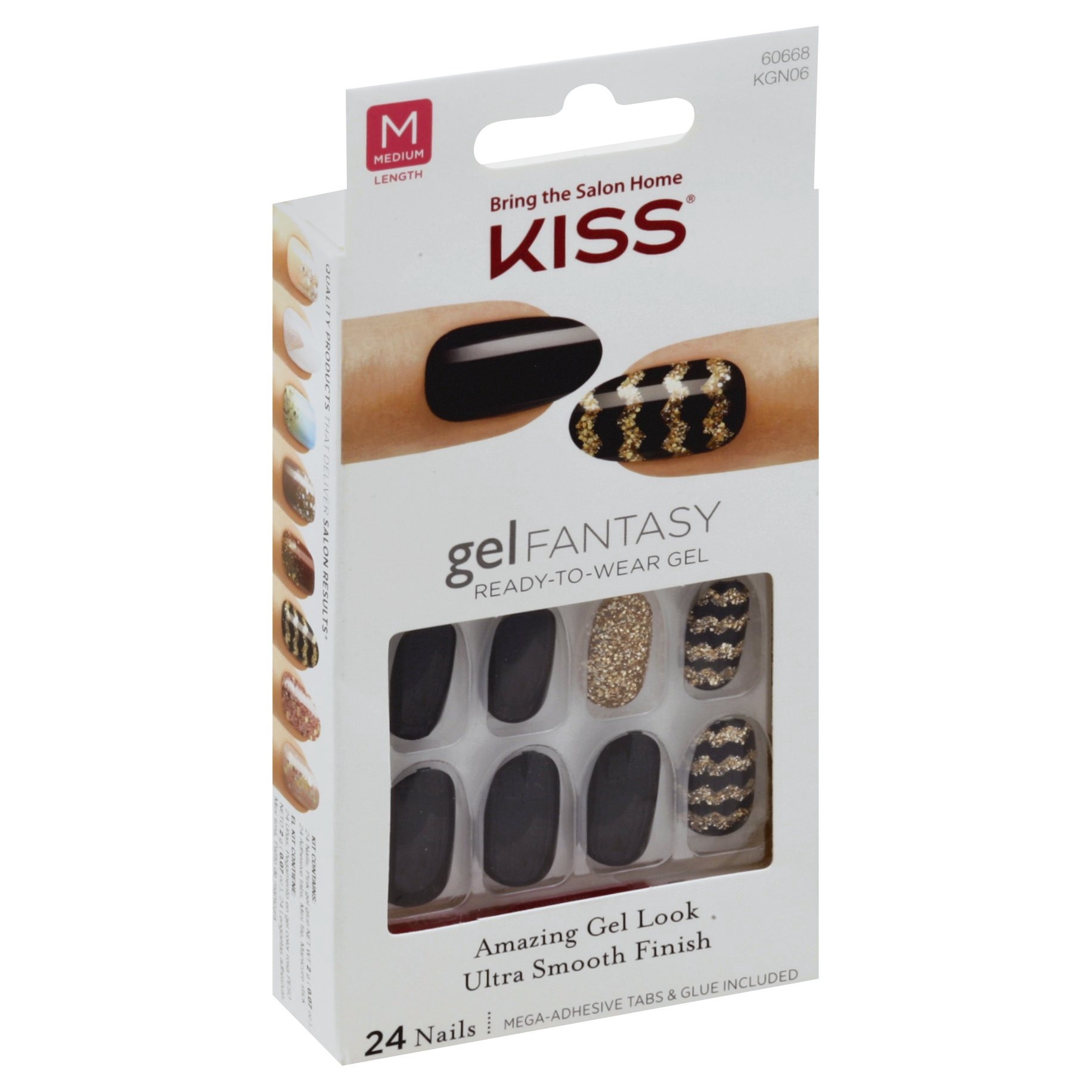 slide 1 of 4, Kiss Gel Fantasy Ready-To-Wear Gel Nails - To the Max, 24 ct