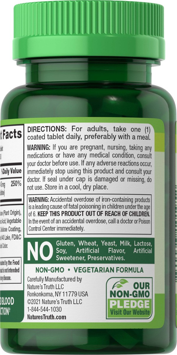 slide 5 of 9, Nature's Truth Slow Release Ferrous Sulfate Iron 45 mg, 60 ct