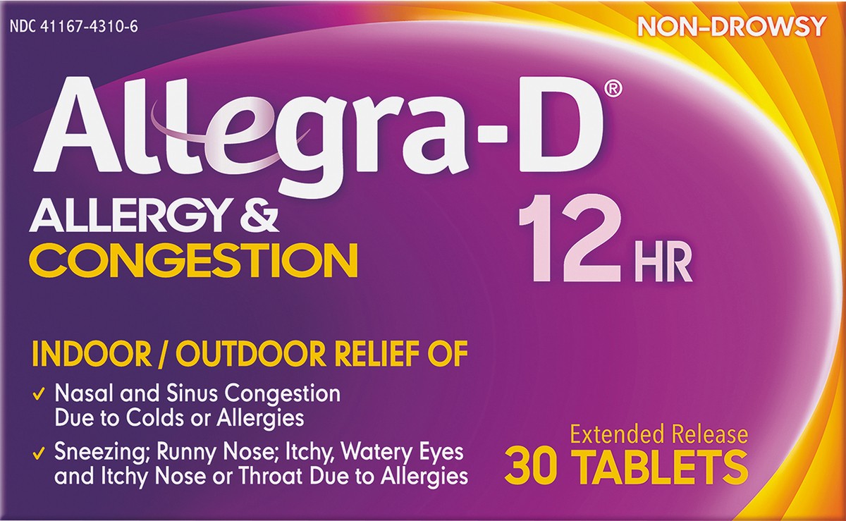 slide 7 of 8, Allegra-D Allegra D Allergy & Congestion 30 ea BAG, 30 ct