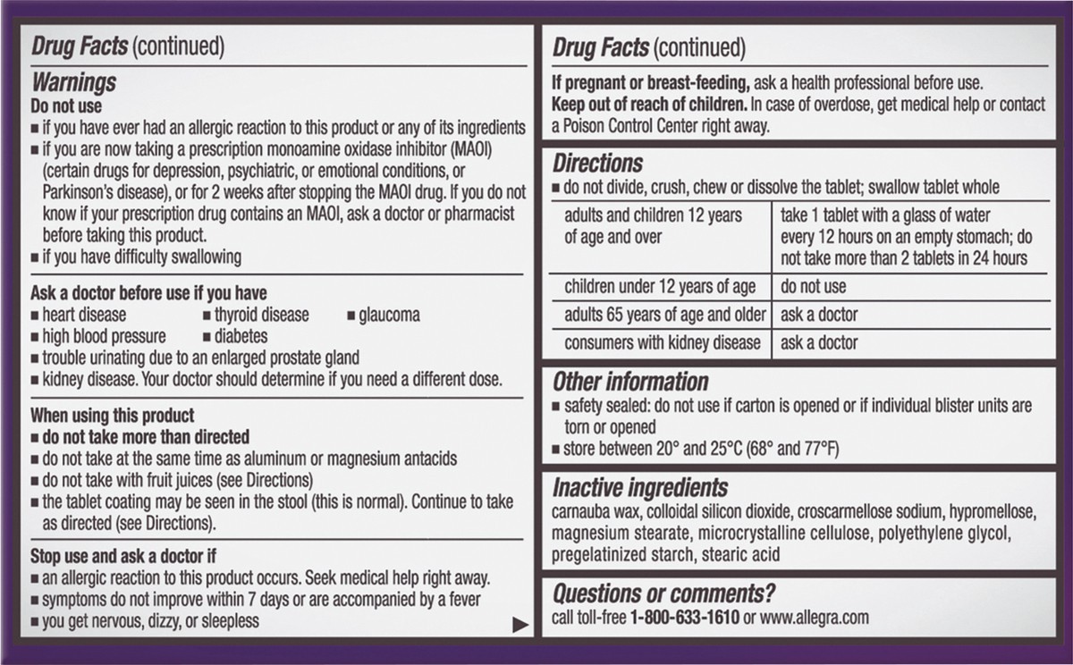 slide 3 of 8, Allegra-D Allegra D Allergy & Congestion 30 ea BAG, 30 ct