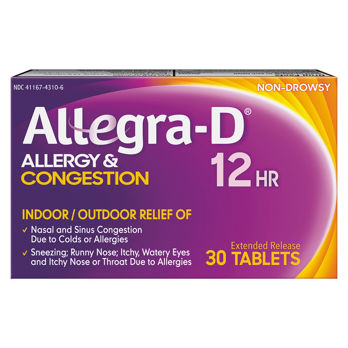 slide 1 of 8, Allegra-D Allegra D Allergy & Congestion 30 ea BAG, 30 ct