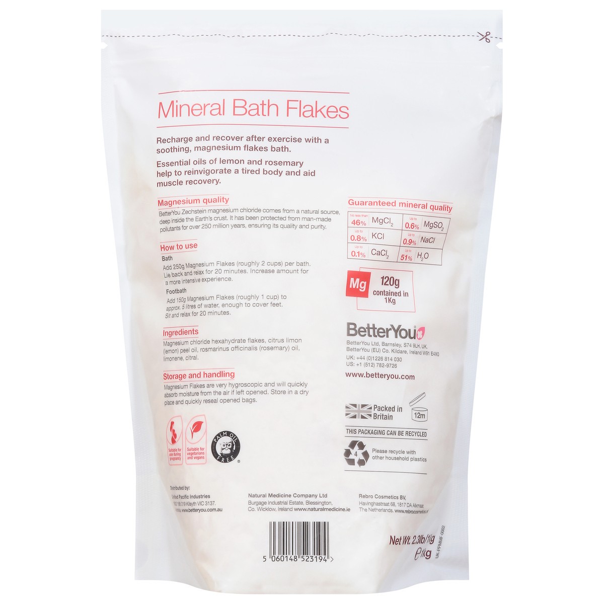 slide 6 of 13, BetterYou Magnesium Muscle Mineral Bath Flakes 2.3 lb, 2.3 lb
