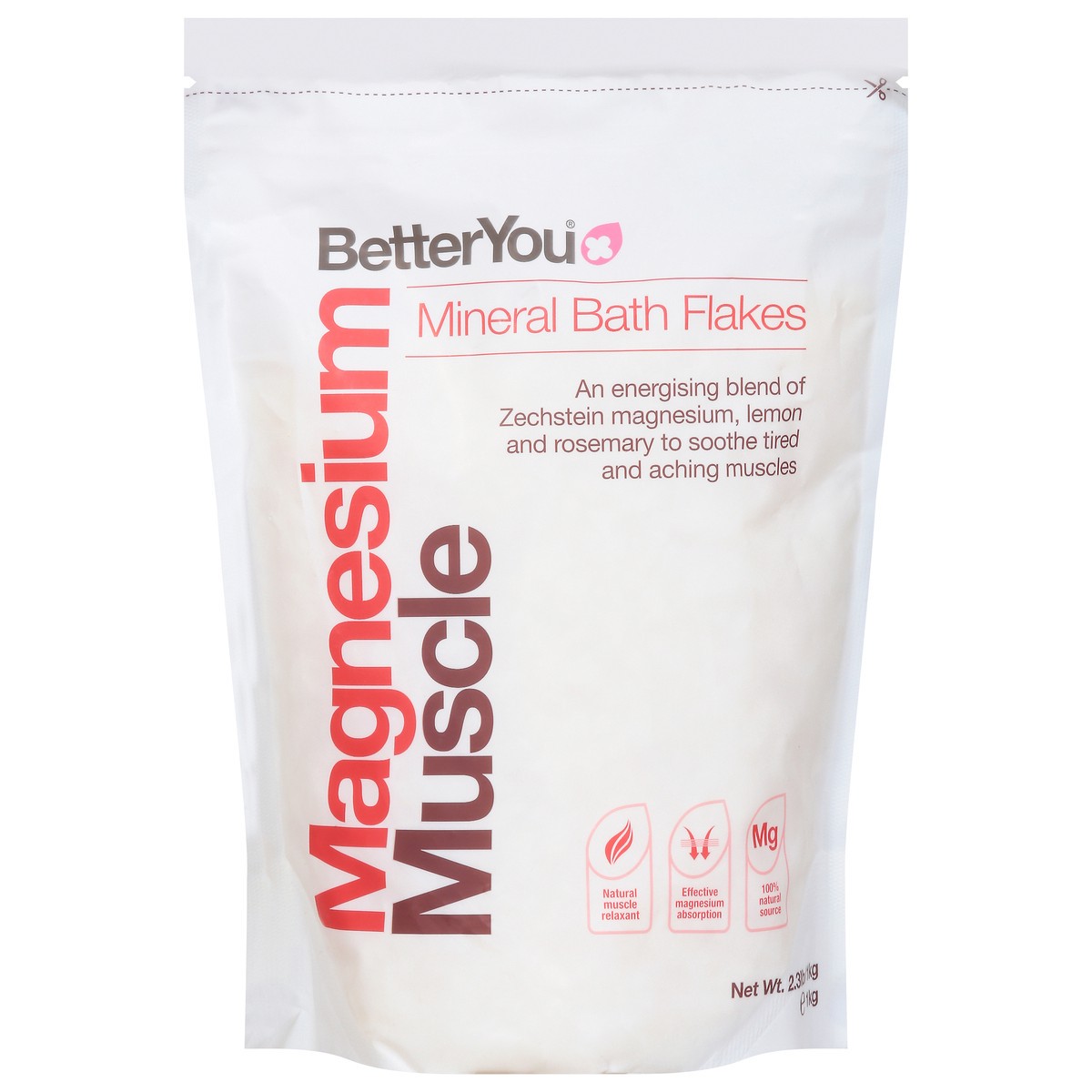 slide 8 of 13, BetterYou Magnesium Muscle Mineral Bath Flakes 2.3 lb, 2.3 lb