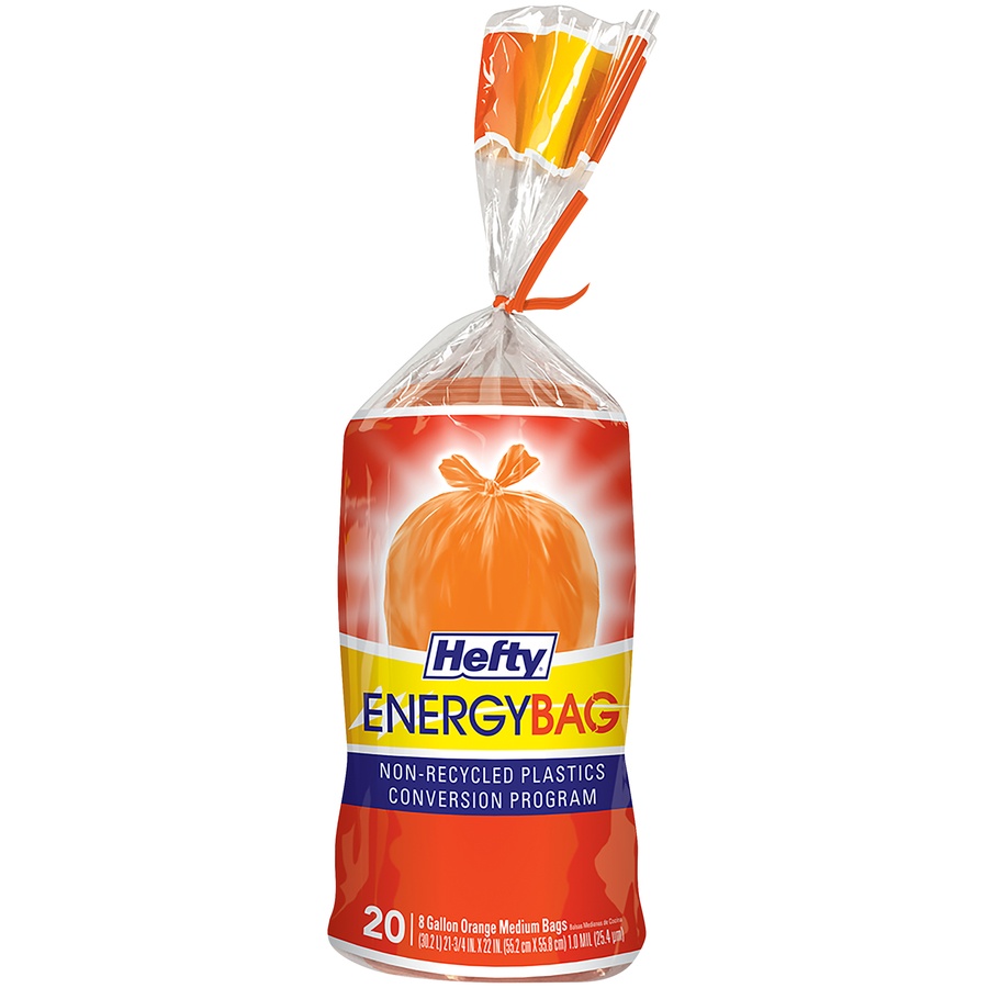 slide 1 of 2, Hefty Energybag 8 Gallon Orange Medium Bags, 20 ct