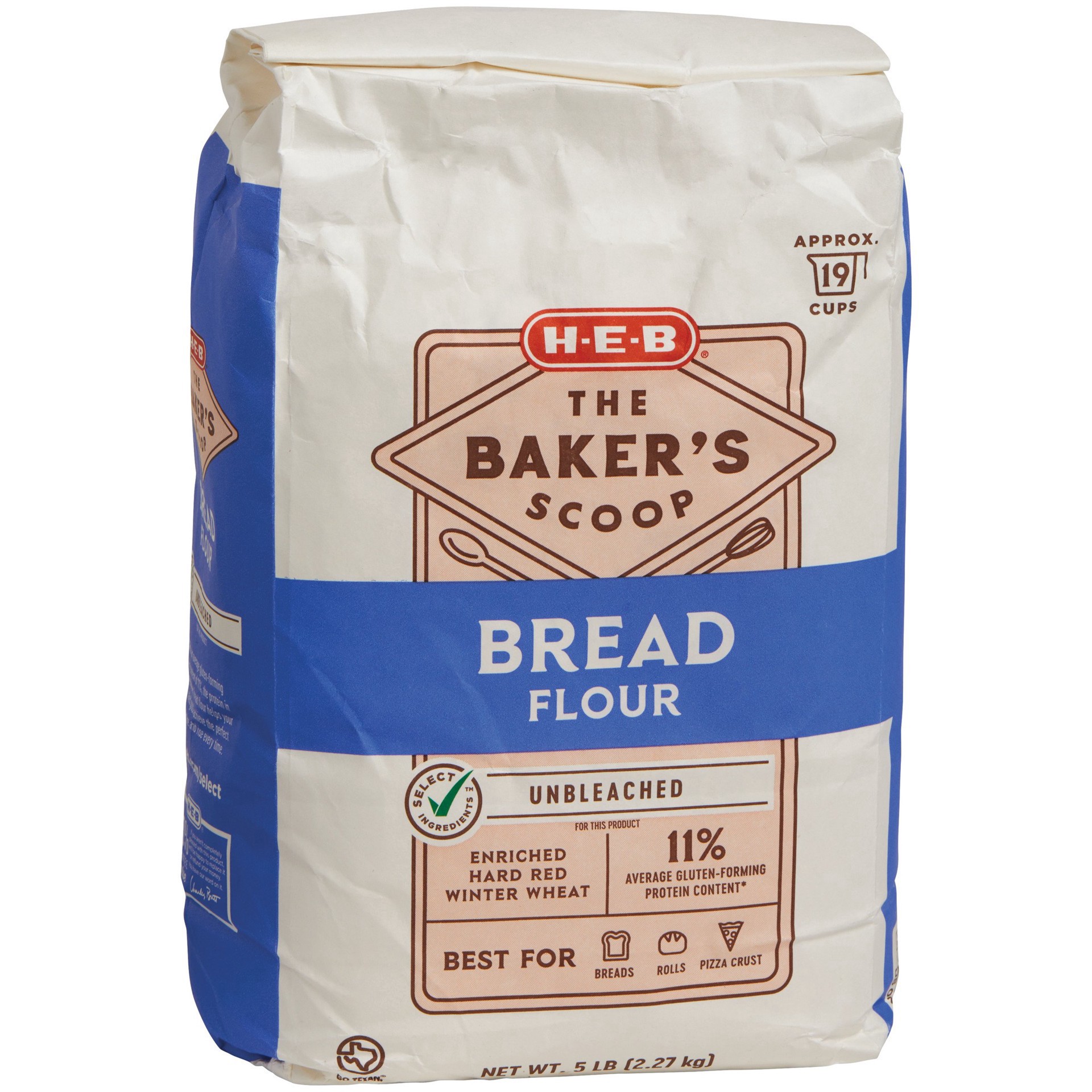 slide 1 of 1, H-E-B Bakers Scoop Bread Flour, 5 lb