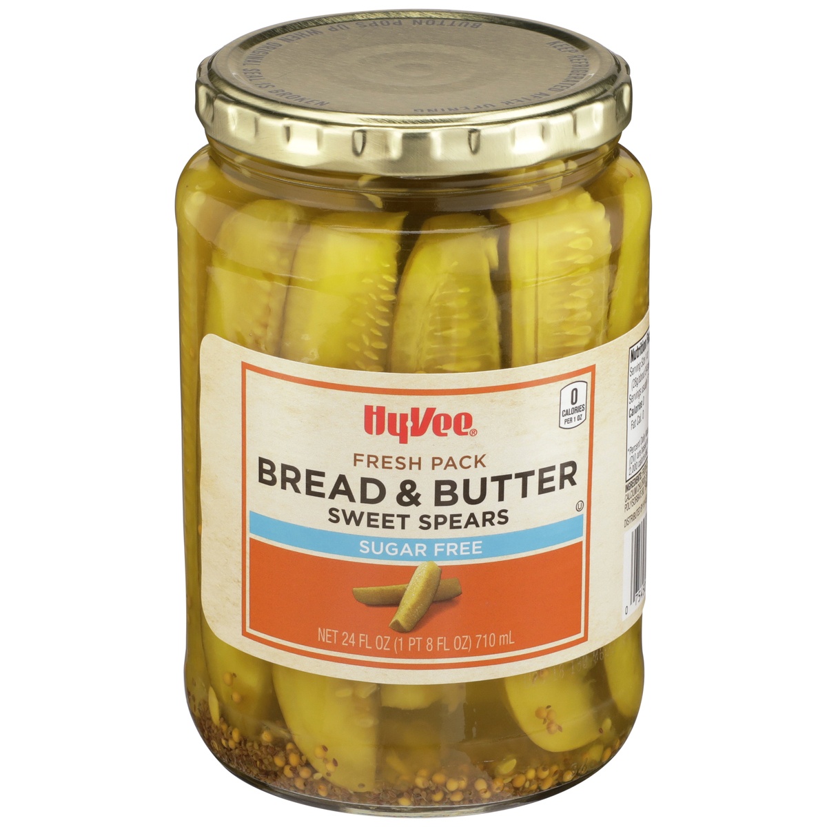 slide 1 of 1, Hy-vee Bread & Butter Sugar Free Sweet Spears, 24 fl oz
