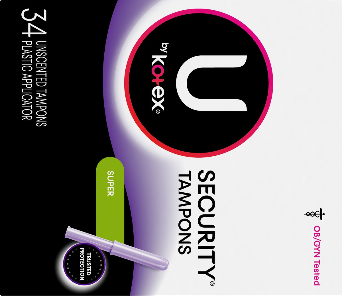 slide 8 of 8, U by Kotex Security Super Unscented Tampons, 34 ct