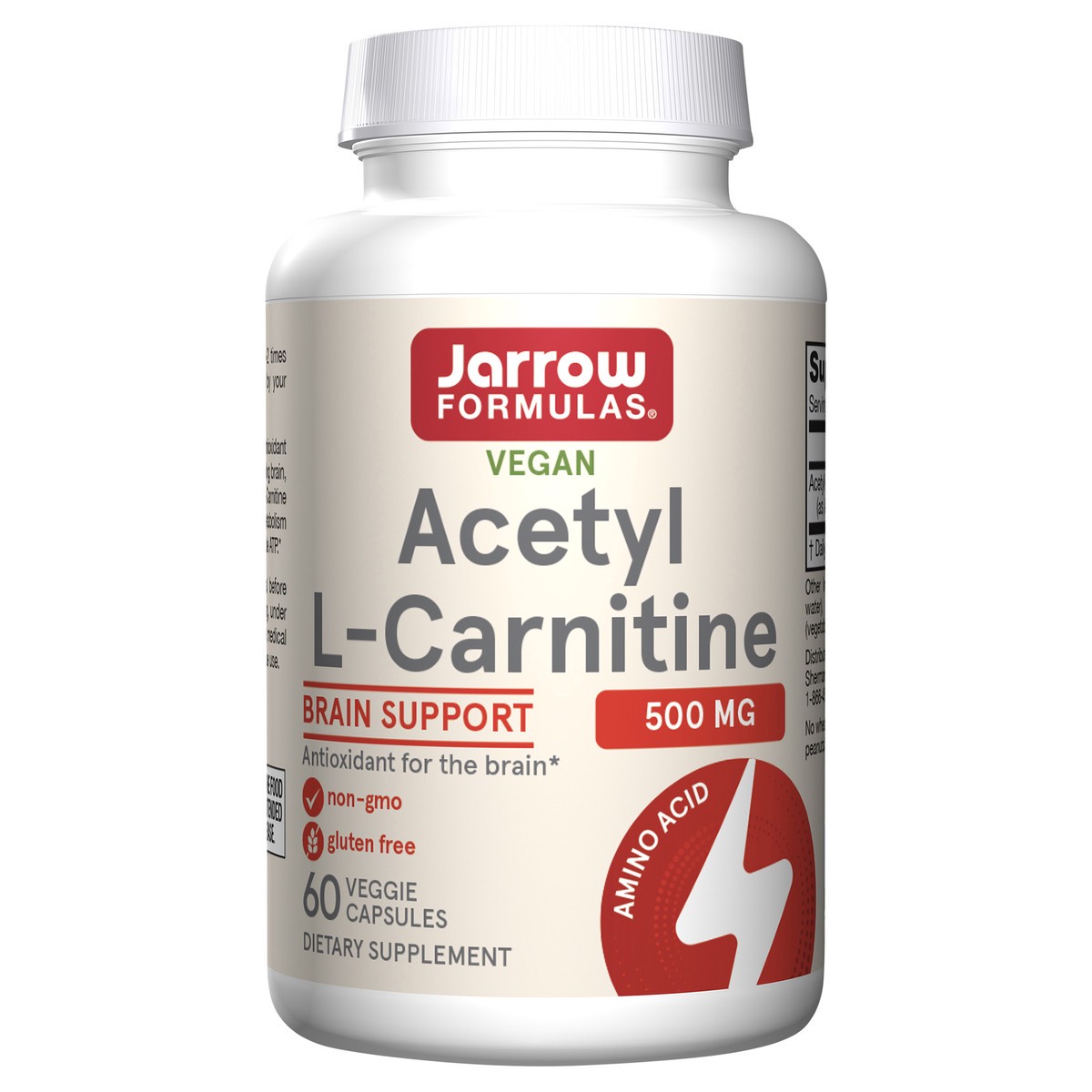 slide 1 of 4, Jarrow Formulas Acetyl L-Carnitine 500 mg - Antioxidant Protection for the Brain - Supports Energy Production & Metabolism - Heart & Cardiovascular Health - 60 Veggie Capsules, 60 ct