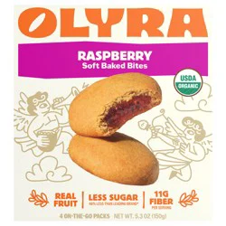 Olyra Soft Baked Bites, Raspberry, Organic, On the Go, 4 Pack, Box