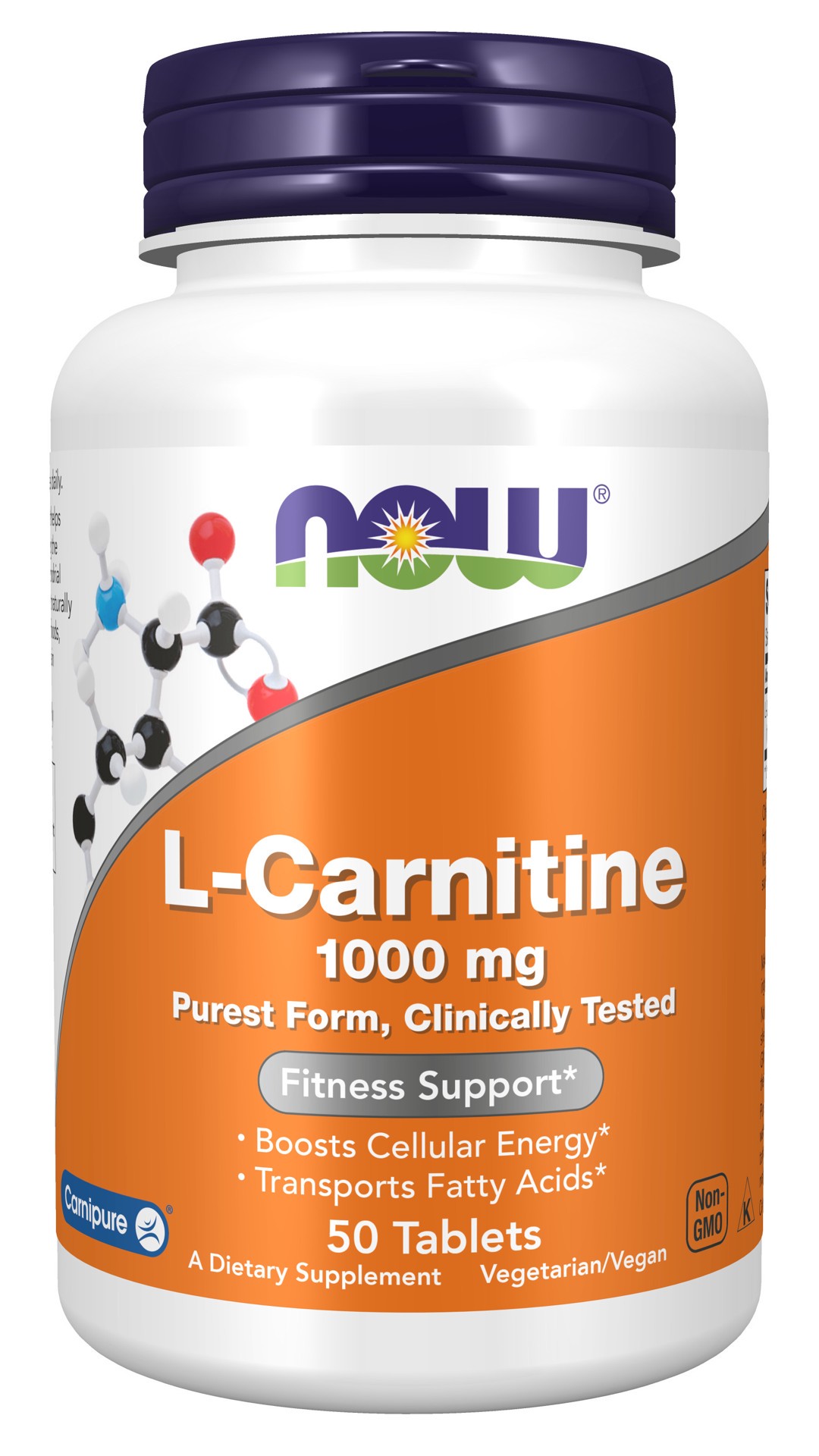 slide 1 of 4, NOW L-Carnitine 1000 mg - 50 Tablets, 50 ct