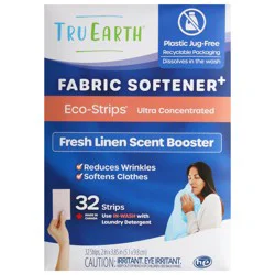 Tru Earth Eco-Strips Ultra Concentrated Fresh Linen Scent Booster Fabric Softener 32 ea