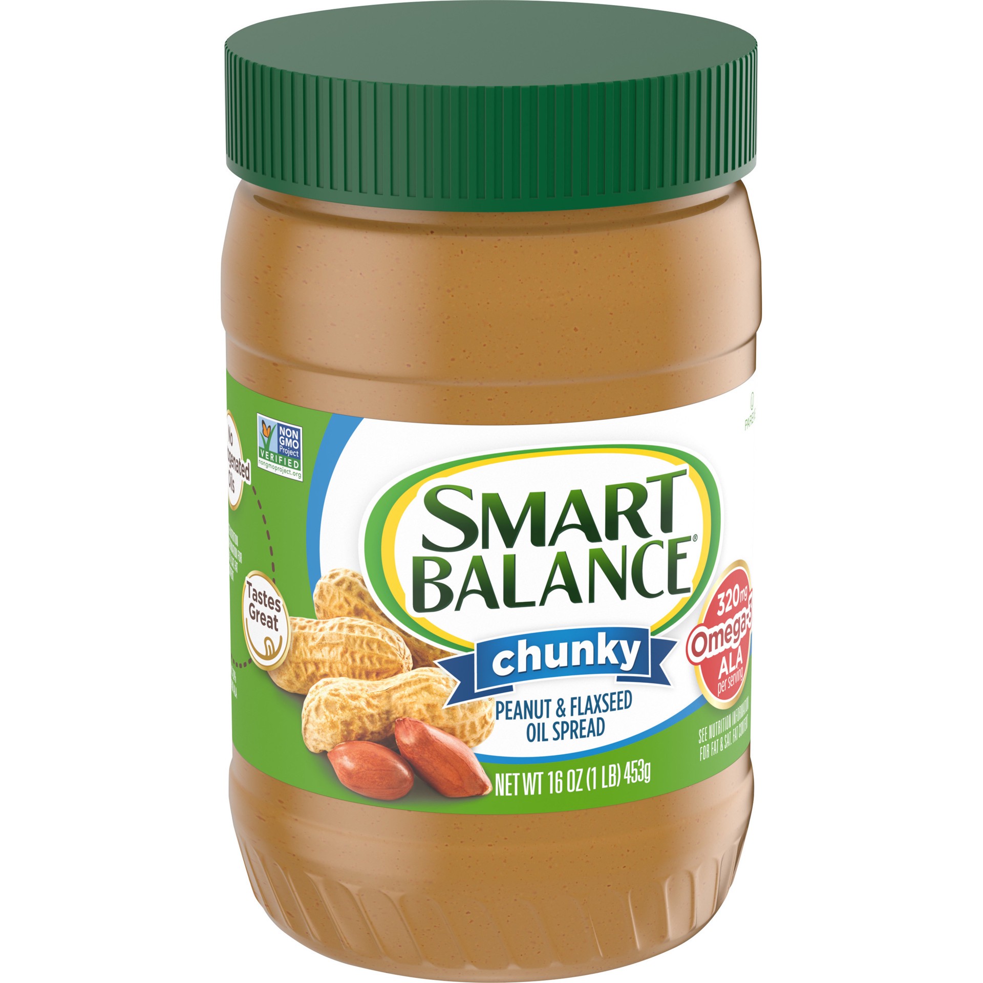 slide 3 of 5, Smart Balance Chunky Peanut & Flaxseed Oil Spread, Peanut Butter Alternative, 16 OZ, 16 oz