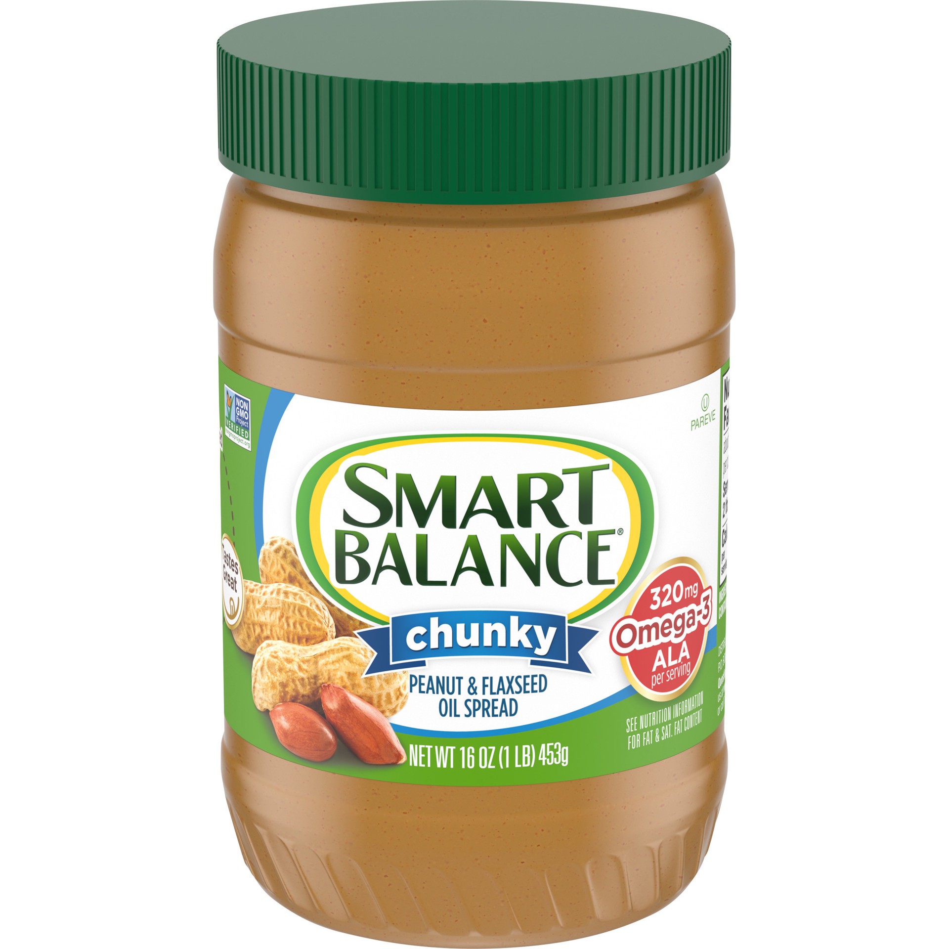 slide 1 of 5, Smart Balance Chunky Peanut & Flaxseed Oil Spread, Peanut Butter Alternative, 16 OZ, 16 oz