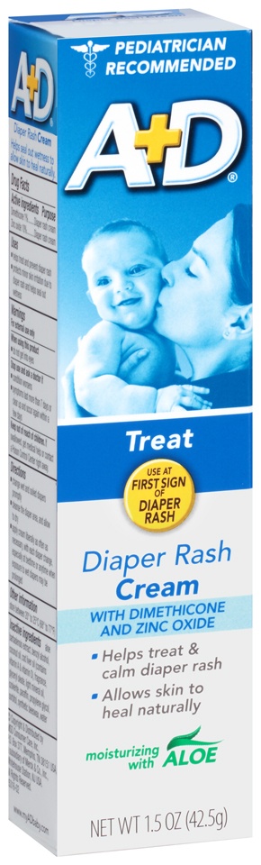 slide 1 of 1, A+D Diaper Rash Cream, Treat, with Dimethicone and Zinc Oxide, 1.5 oz