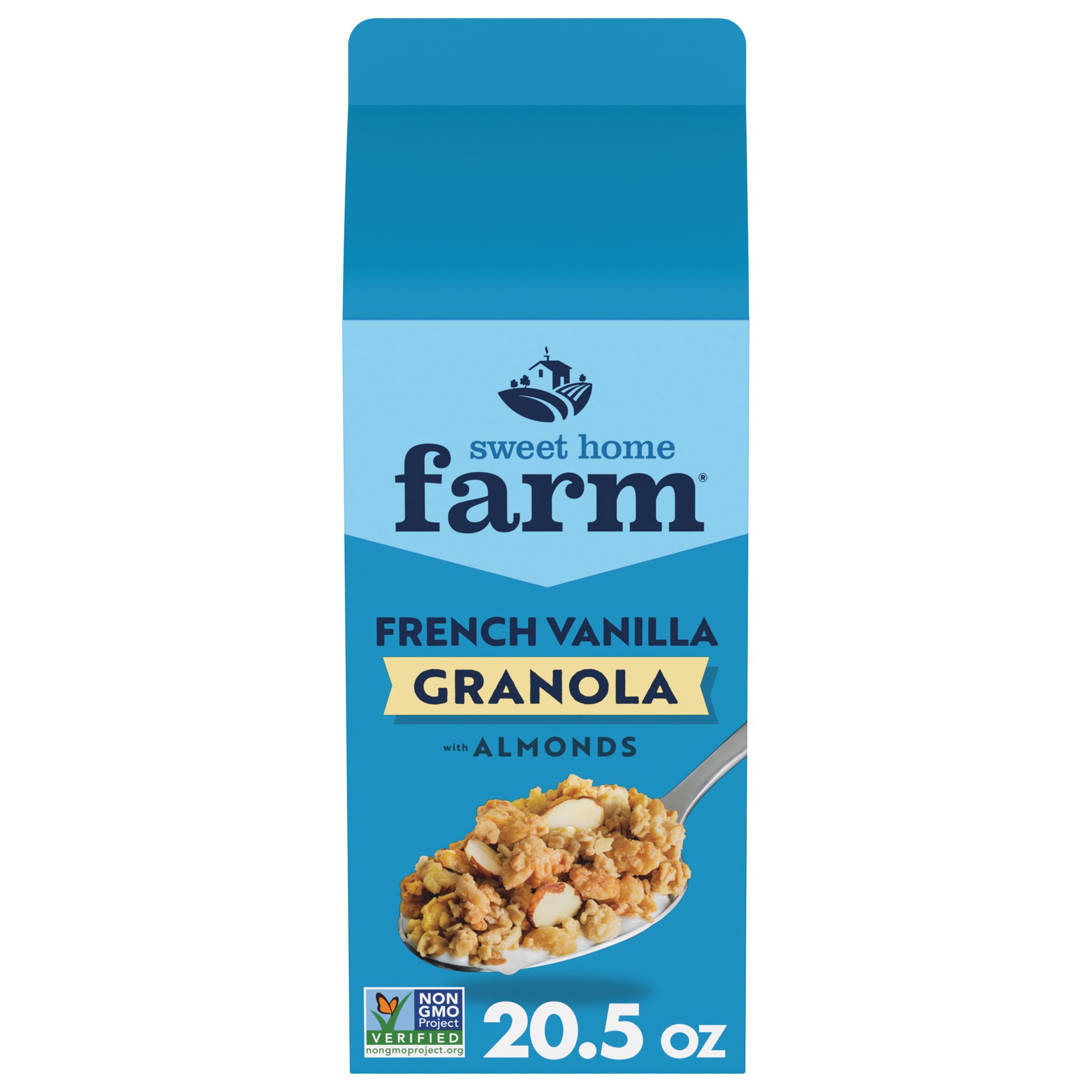 slide 1 of 8, Sweet Home Farm French Vanilla Granola, Made with Whole Grain, Non-GMO Project Verified, Kosher, Vegan, 20.5 Oz Recyclable Carton, 20.5 oz