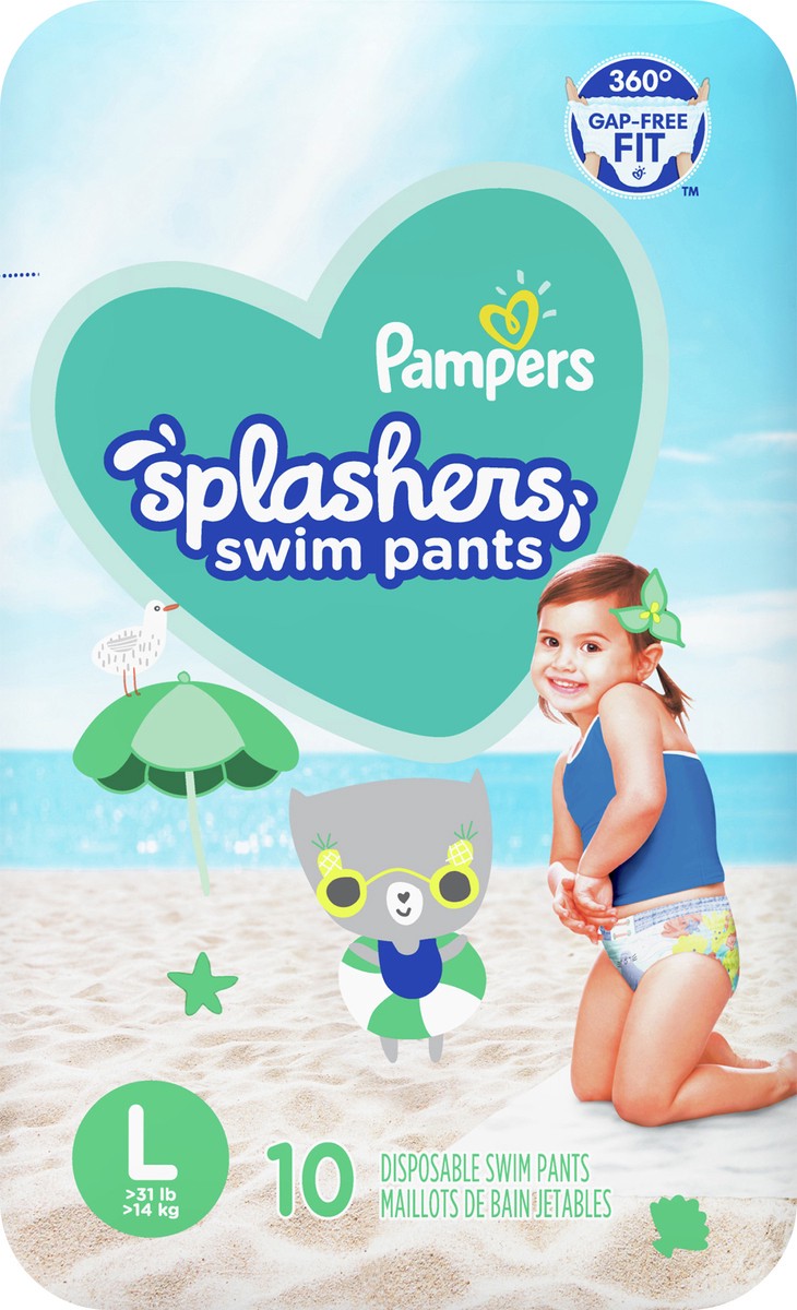 slide 2 of 6, Pampers Splashers Swim Diapers, Size 5, 10 Count, Disposable Baby Swim Diapers, 10 ct