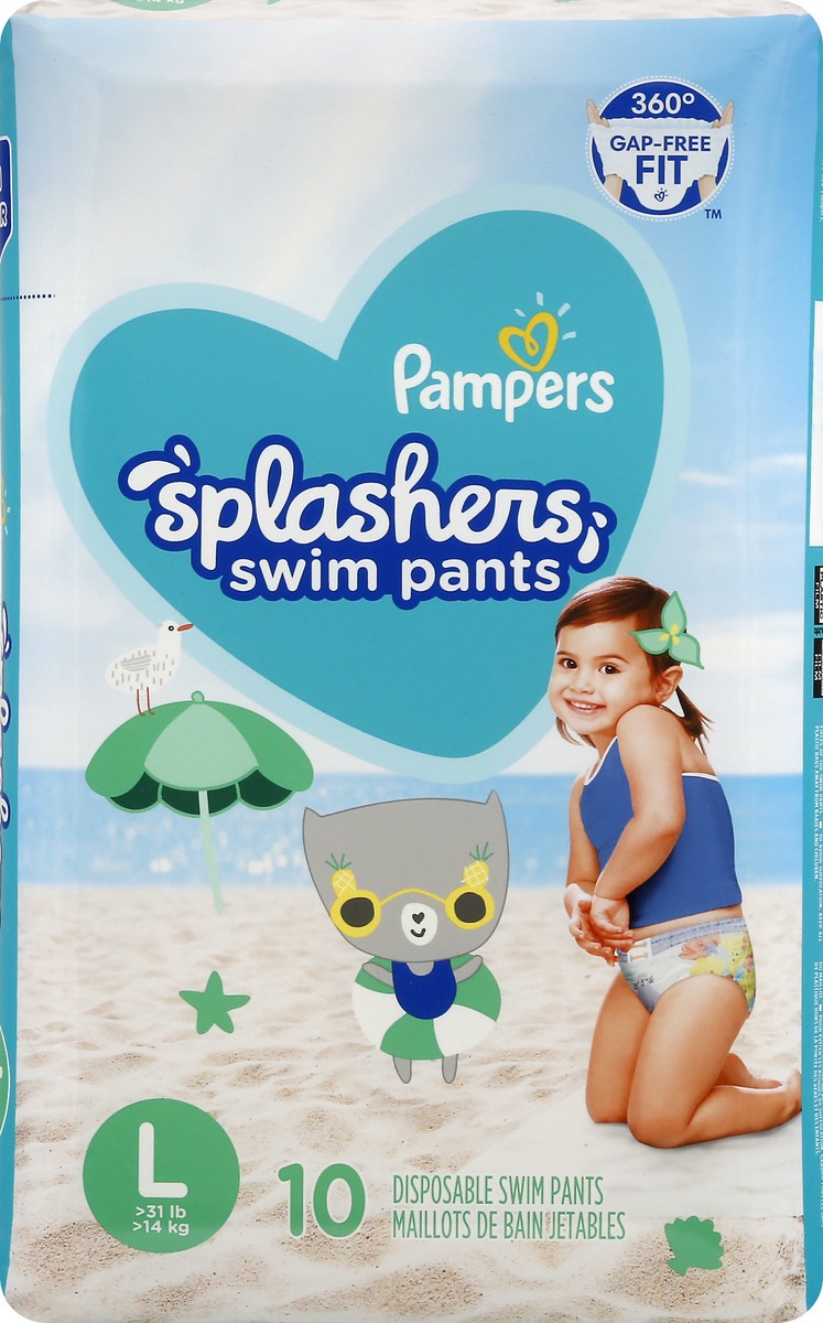 slide 5 of 6, Pampers Splashers Swim Diapers Size L - 10 Count, 10 ct
