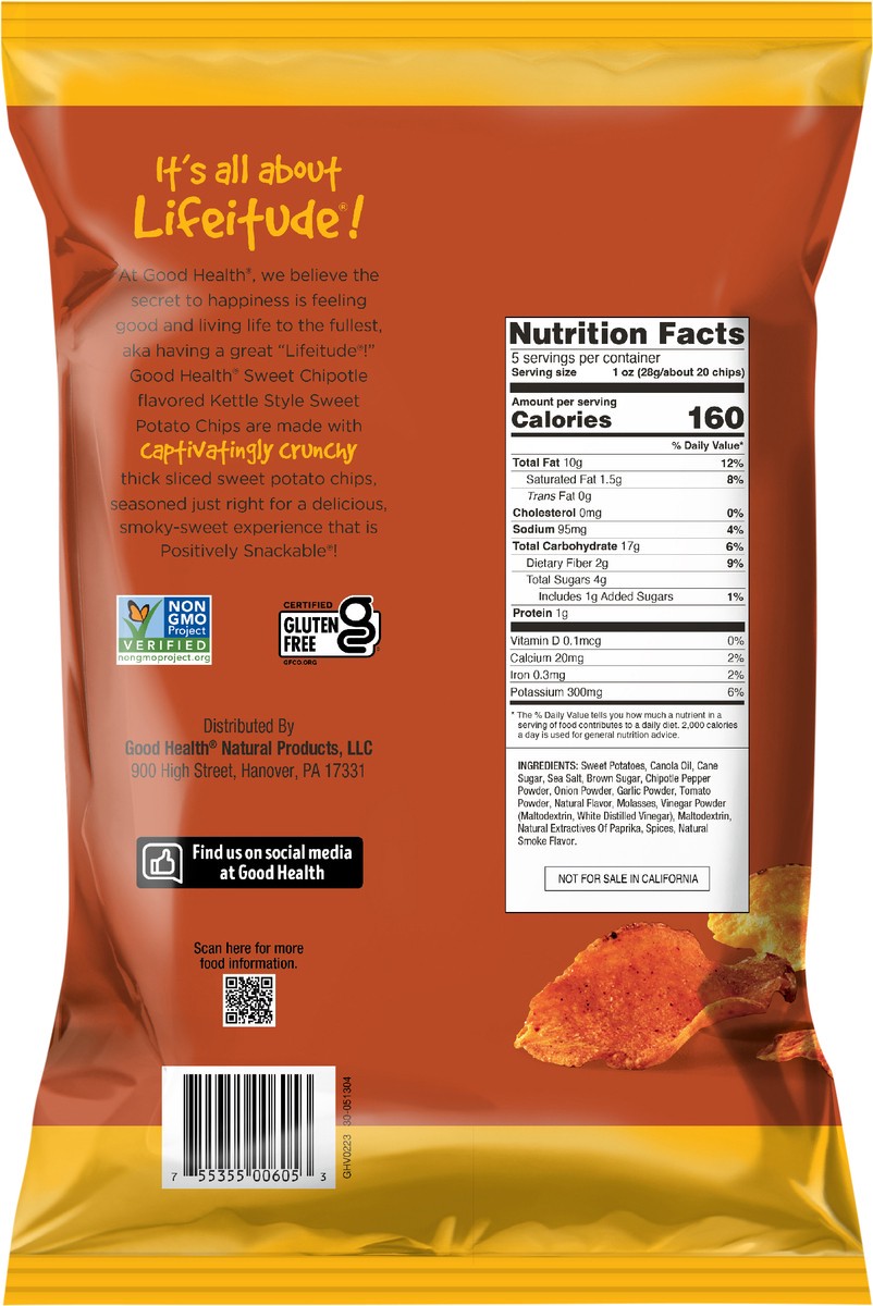 Good Health Kettle Style Sweet Potato Chips Sea Salted, 141.8g
