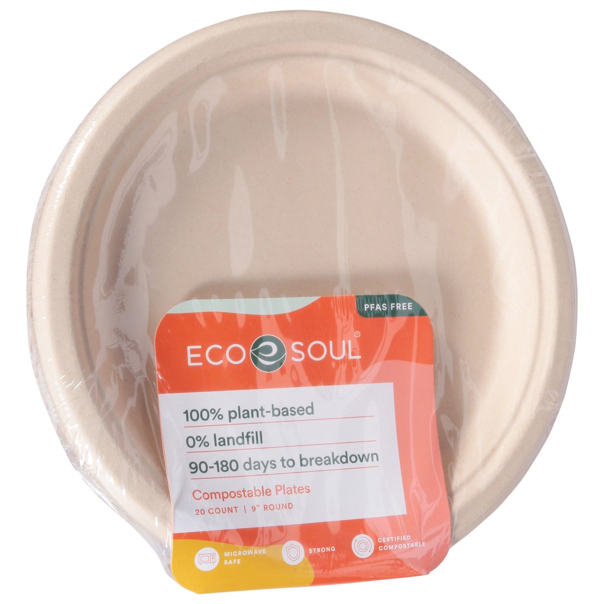 slide 4 of 9, Eco Soul Compostable Round Plates 20 ea, 20 ct