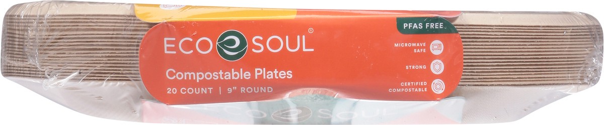slide 7 of 9, Eco Soul Compostable Round Plates 20 ea, 20 ct