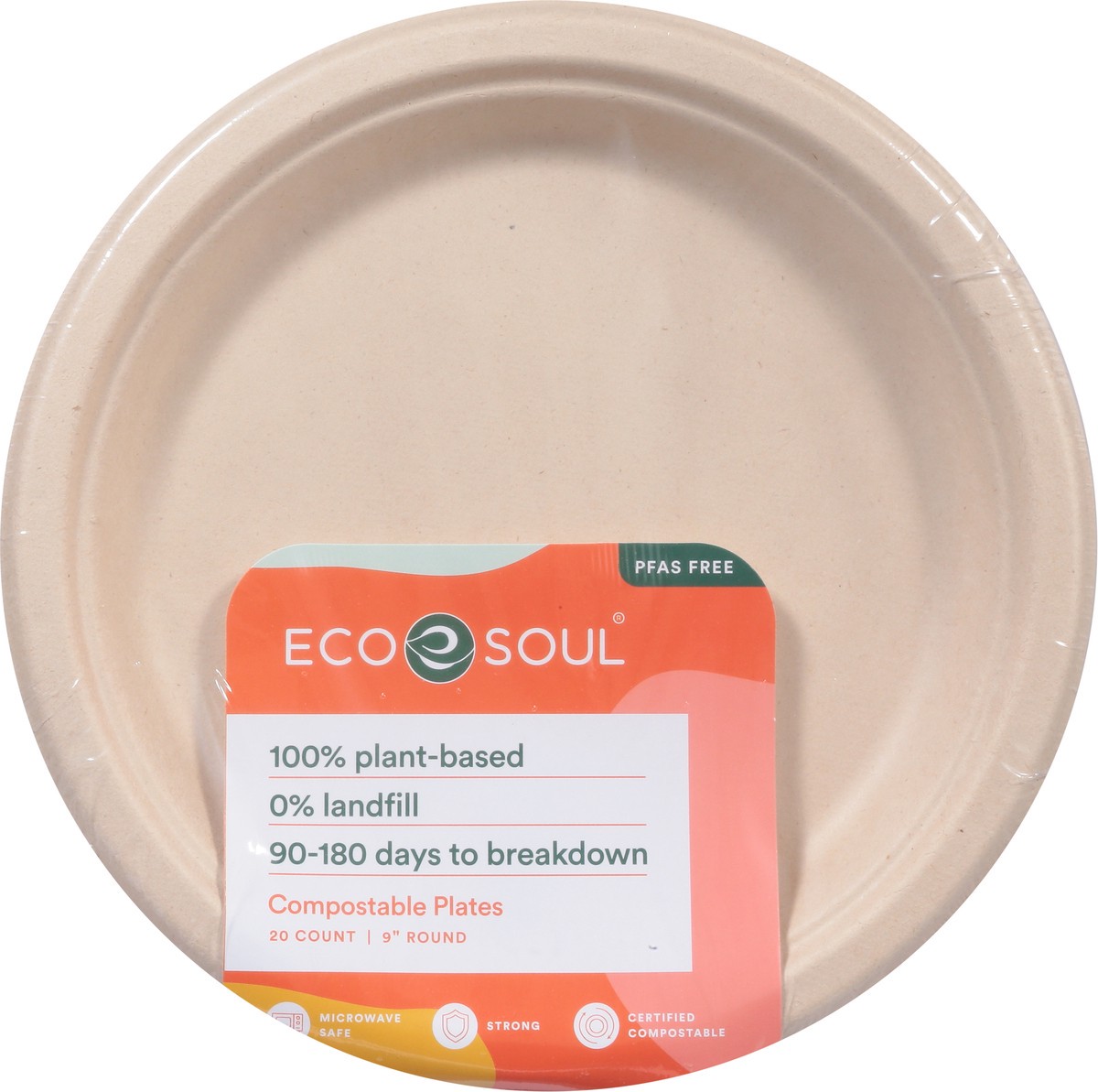 slide 2 of 9, Eco Soul Compostable Round Plates 20 ea, 20 ct