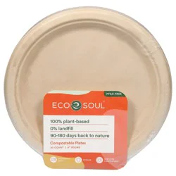 Eco Soul Compostable Round Plates 20 ea