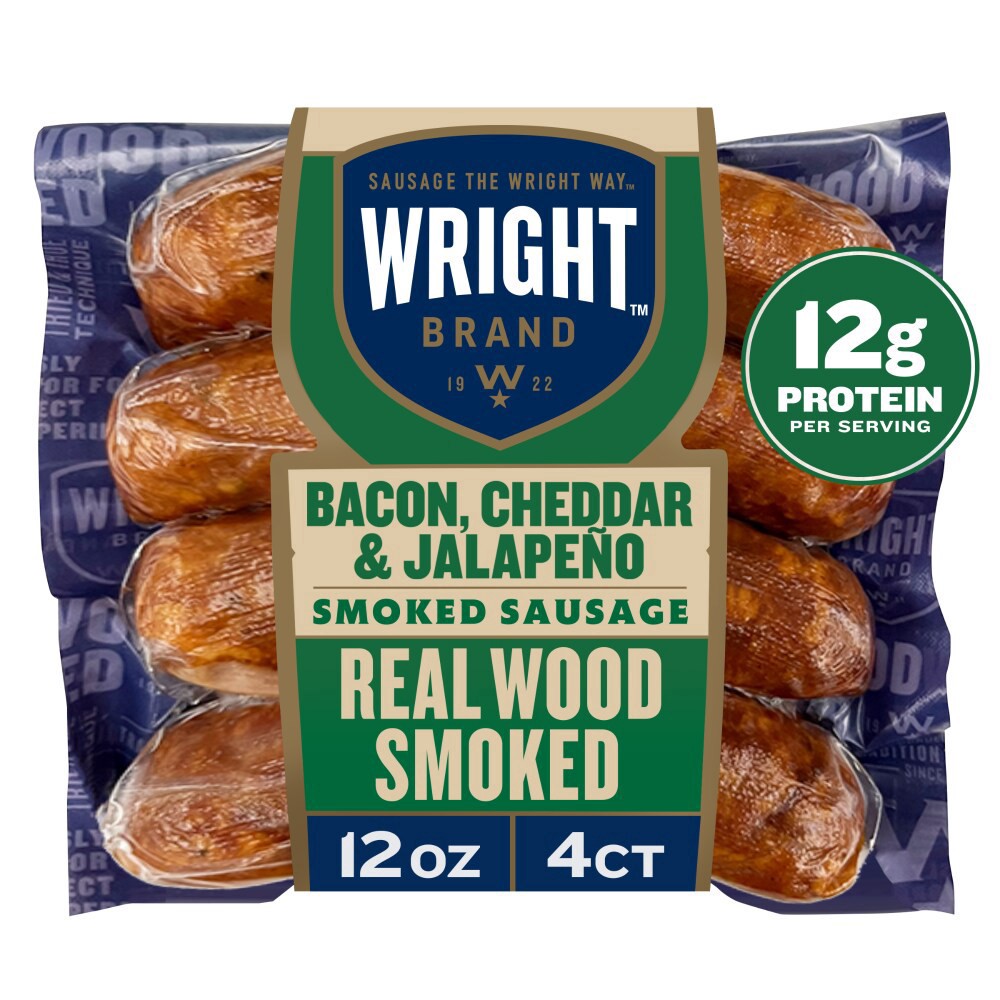 slide 1 of 3, Wright™ Brand Bacon Cheddar & Jalapeno Smoked Sausage Links, 4 ct; 3 oz