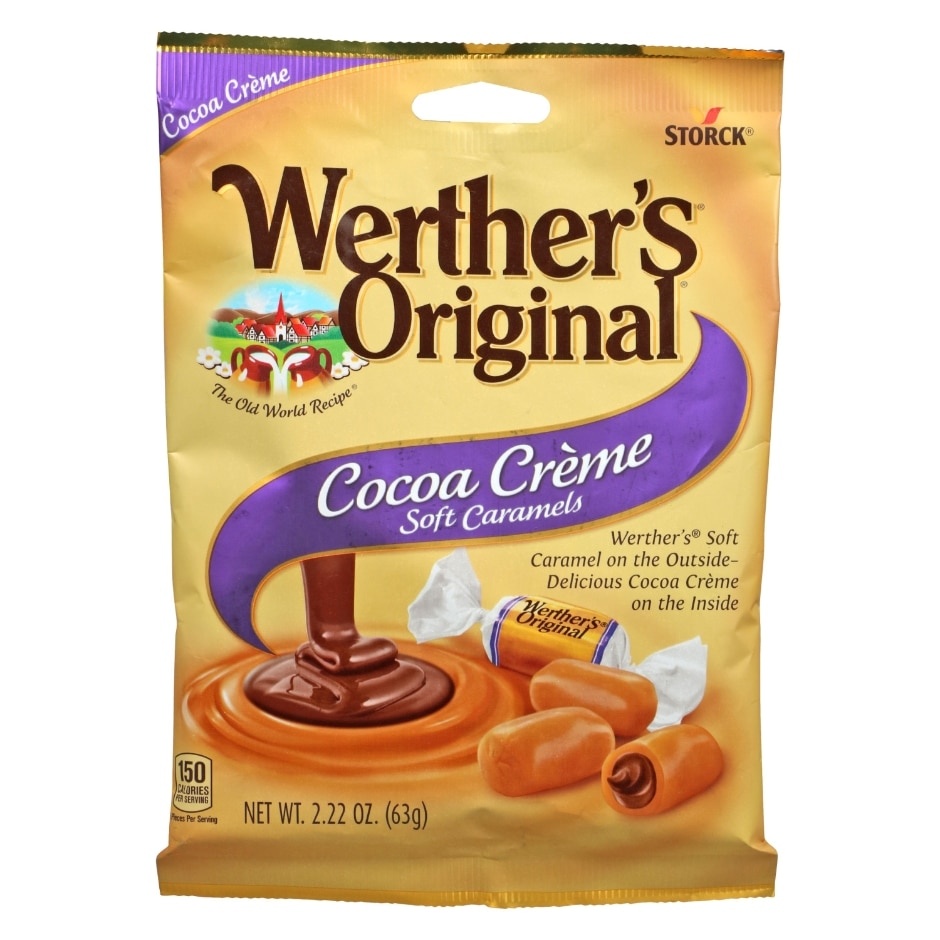 slide 1 of 1, Werther's Original Cocoa Creme Soft Caramels, 2.22 oz