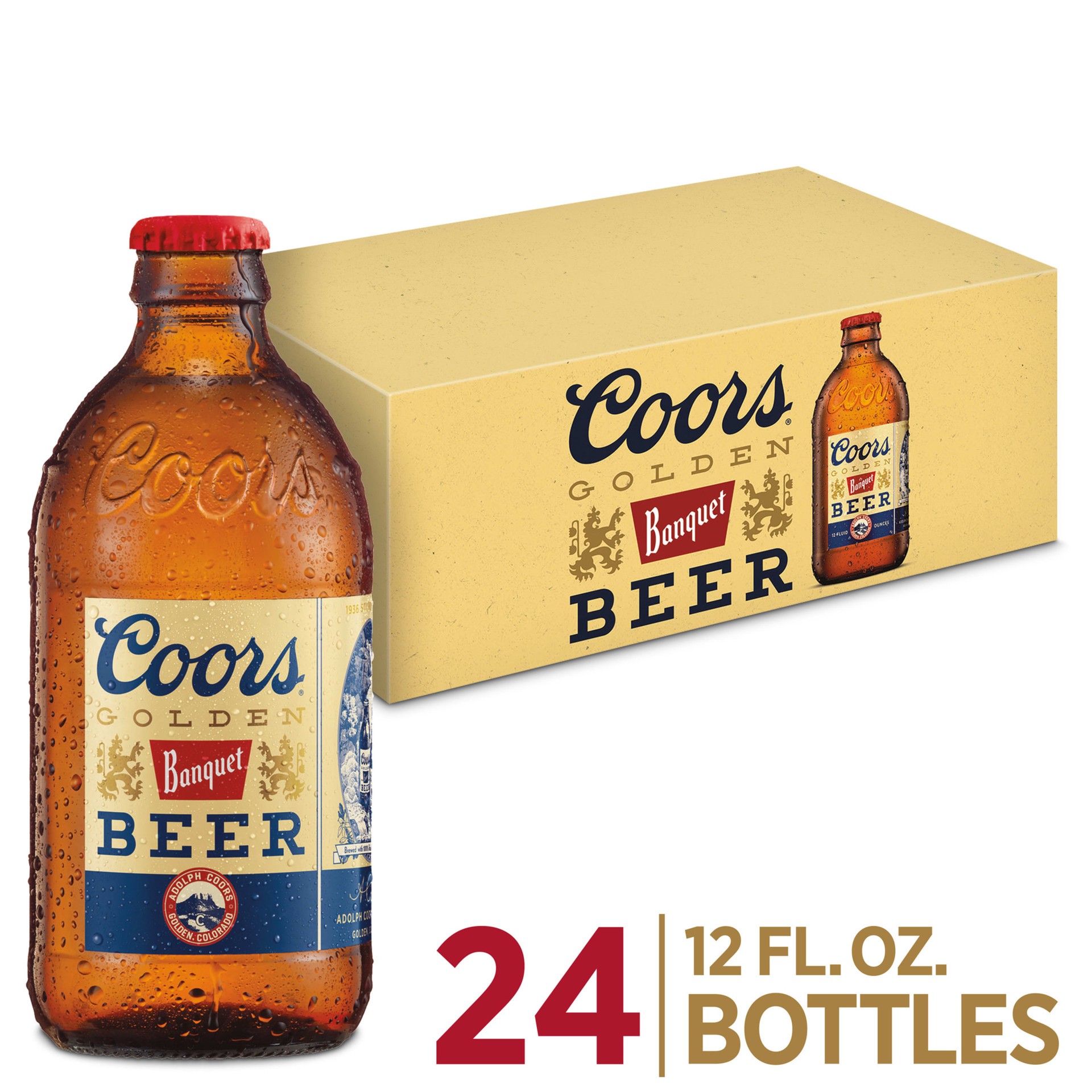 slide 1 of 6, Coors Banquet Lager Beer, 5% ABV, 24-pack, 12-oz beer bottles, 12 fl oz