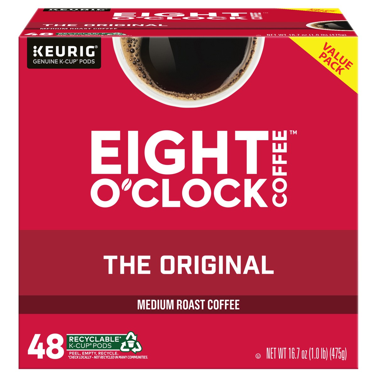 slide 1 of 9, Eight O'Clock Coffee Medium Roast The Original Coffee Value Pack 48 K-Cup Pods, 48 ct