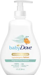 Dove Sensitive Skin Care Baby Lotion Fragrance Free Moisture, 13 oz