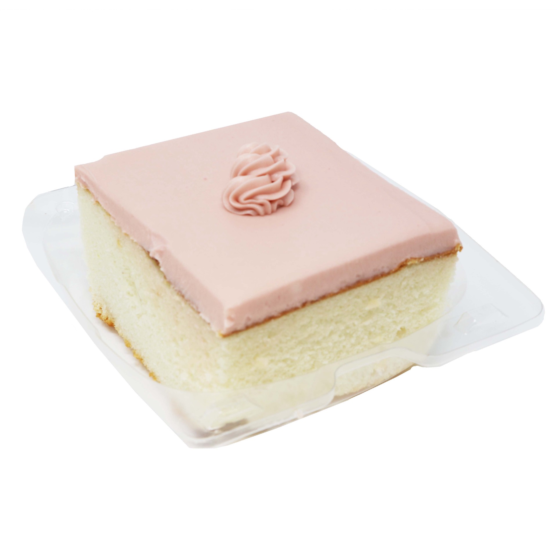 slide 1 of 1, H-E-B Bakery Kosher Strawberry Buttercream White Cake Slice, 1 ct