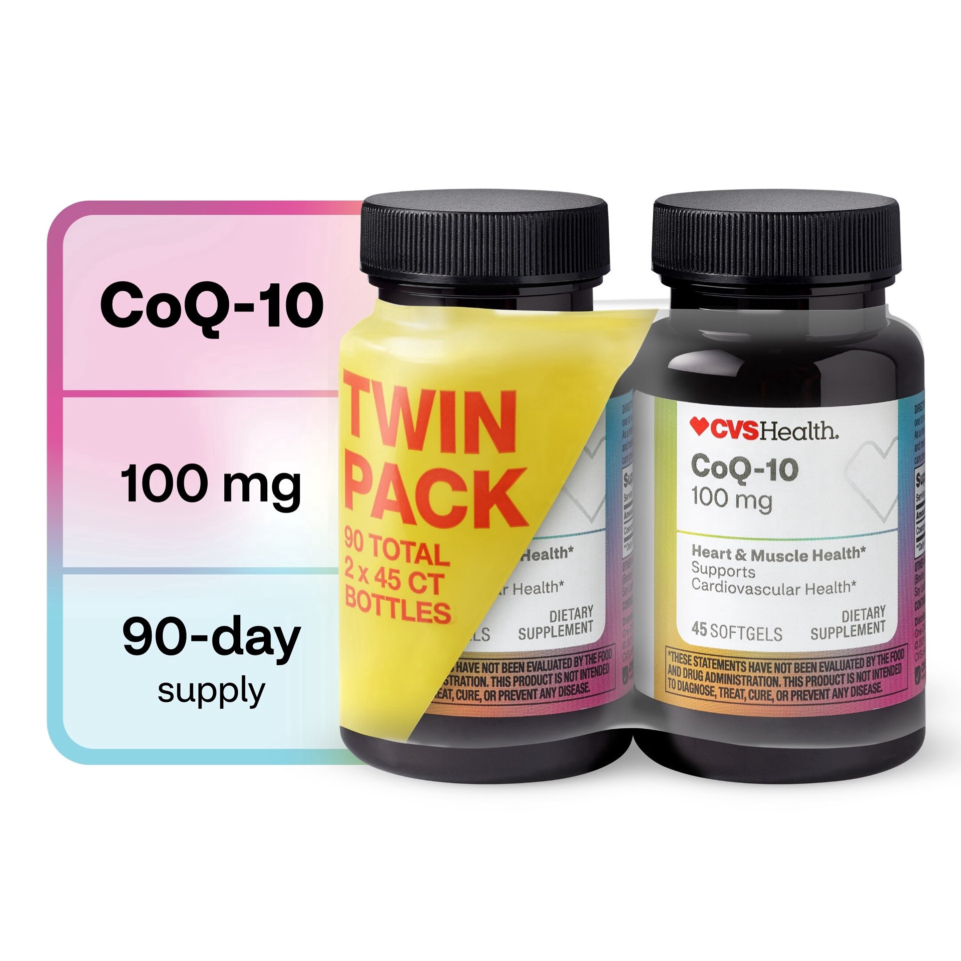 slide 1 of 9, Cvs Twin Pack Coq-10 Softgels, 90 Ct, 45 ct