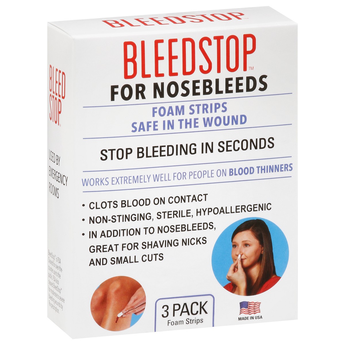 slide 8 of 9, Bleedstop For Nosebleeds Foam Strips 3 Pack, 3 ct