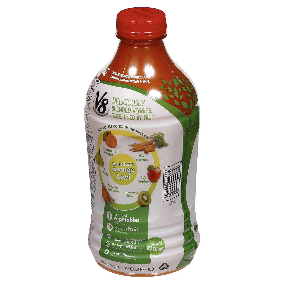 slide 3 of 3, V8 Veggie Blend Mandarin Orange Kiwi Vegetable & Fruit Juice, 46 oz