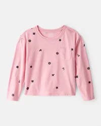 Carter's Carters Girls Icon Print Long-Sleeve Top - Pink Pink XL