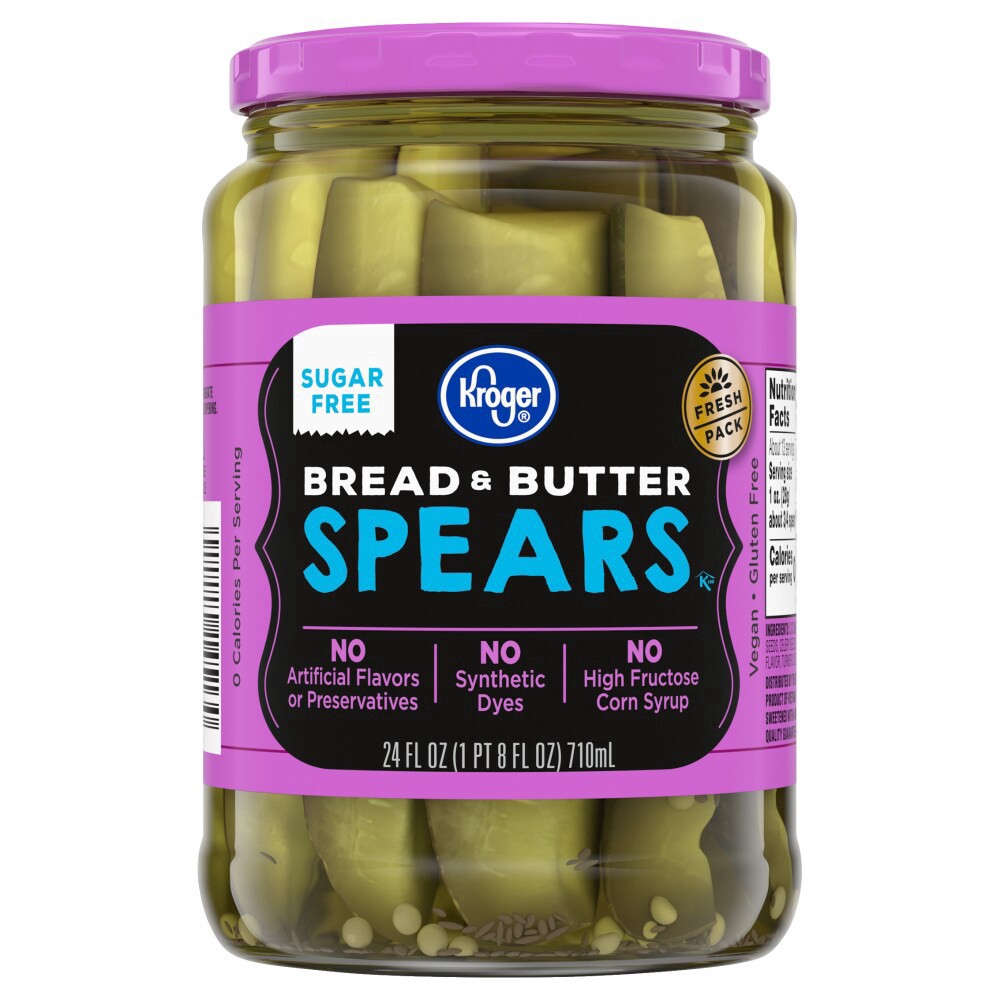 slide 2 of 4, Kroger® Sugar Free Bread & Butter Pickles, 24 fl oz