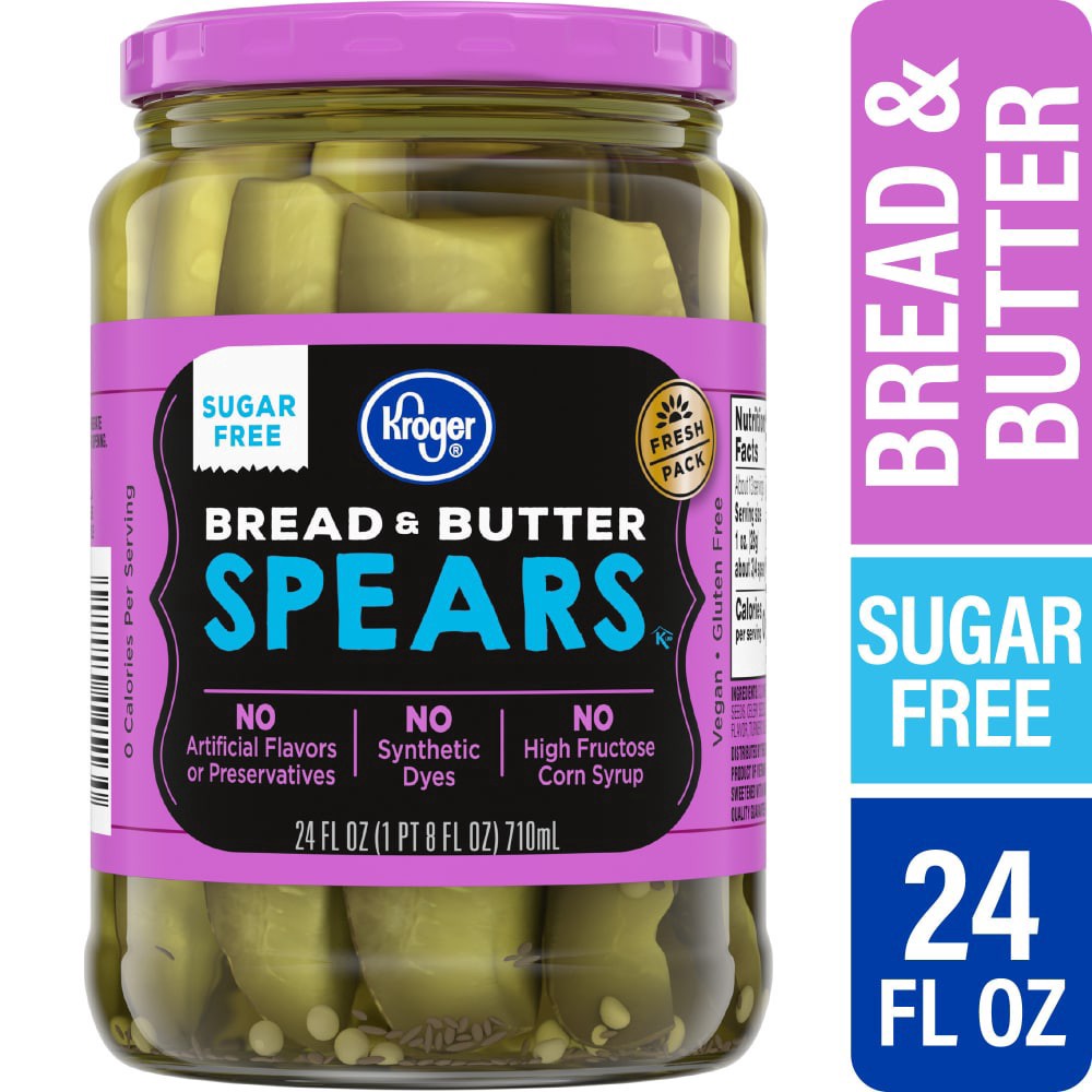 slide 4 of 4, Kroger® Sugar Free Bread & Butter Pickles, 24 fl oz