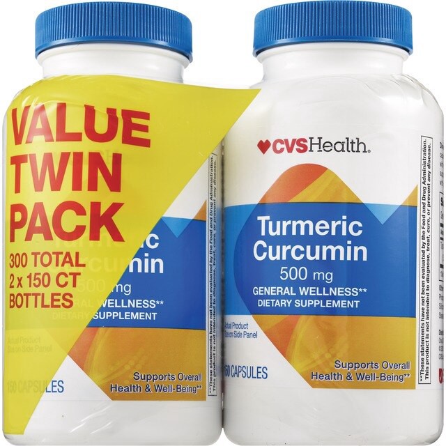 slide 1 of 7, CVS Health Turmeric Capsules Twinpack, 150 Ct, 1 ct
