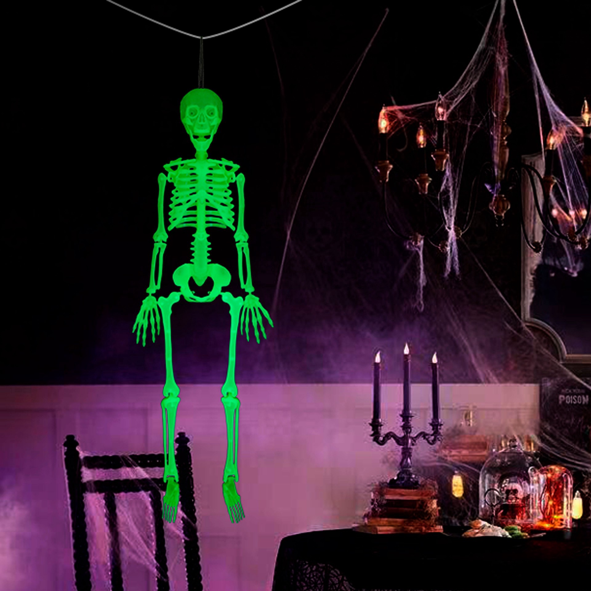 slide 3 of 5, 3ft. Glow-In-The-Dark Skeleton By Ashland, 3 ft