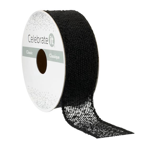 slide 1 of 2, 1" X 5yd. Black Mesh Ribbon By Celebrate It Classic, 1 in x 5 yd