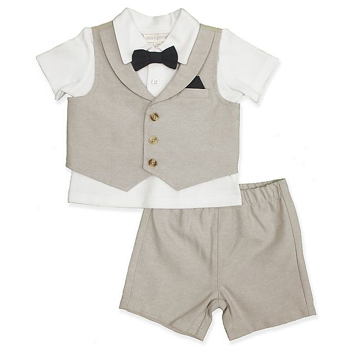 slide 1 of 1, Clasix Beginnings by Miniclasix Newborn Vest, Shirt and Short Set - Tan, 3 ct