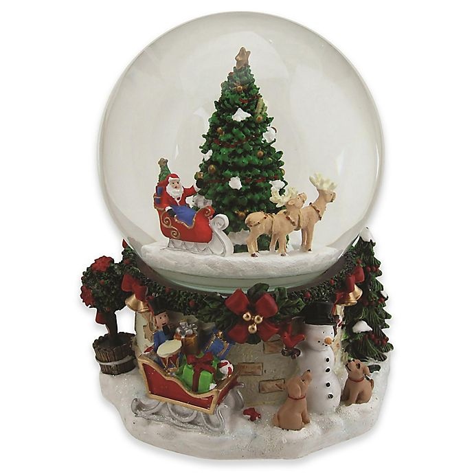 slide 1 of 1, Northlight Santa's Sleigh Musical Snow Globe, 6.75 in