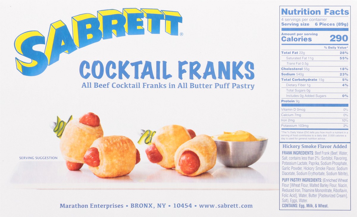 slide 5 of 9, Sabrett Cocktail Franks 24 ea, 24 ct